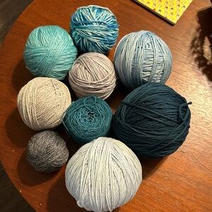 Assorted Yarn Balls in Blue and Gray Tones